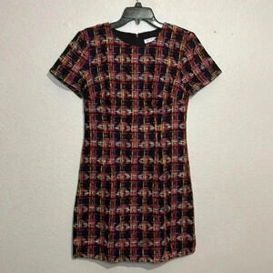 Trina Turk Multicolor Tweed Knee Length Sheat Dress Preppy Bussines Casual